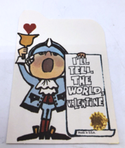 Vtg Valentines Day Card I&#39;ll Tell the World 1950s 1960s USA Made Sweet Graphics - £11.18 GBP