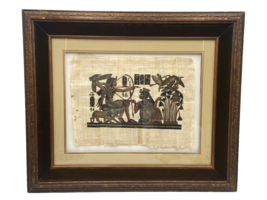 Vintage Kit Tutankhamun Wife Hunting Hand Painted Framed Papyrus - £56.94 GBP