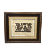 Vintage Kit Tutankhamun Wife Hunting Hand Painted Framed Papyrus - $97.38 CAD