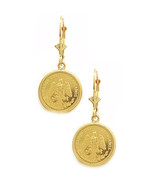 Dos pesos gold coin earrings, Mexican gold coin earrings, 2 pesos gold e... - €642,43 EUR