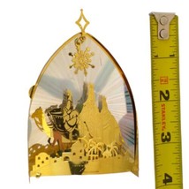 Nativity Brass Christmas Ornament Light Cover Gold Diorama Laser Cut Holographic - £11.60 GBP