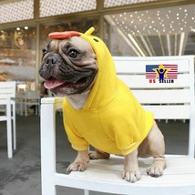 Yellow Duck Costume Dog Puppy Fleece Pet Cat Clothes Hoodie Bulldog Chihuahua - £8.54 GBP+