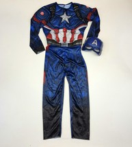 Kids Medium 7 8 Rubie&#39;s Marvel CAPTIN AMERICA Costume with Mask Muscles Jumpsuit - £15.84 GBP