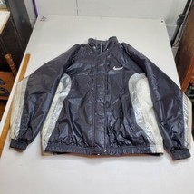 NIKE Nylon Puffer Jacket Sz Large Black Silver White Good Shape - $98.95