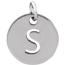 Precious Stars Unisex 14K White Gold Initial S Disc Pendant - £106.65 GBP