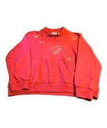 Alfred Dunner Red Sweater Top Sweatshirt XL Embroidered Heart Floral Col... - $24.30