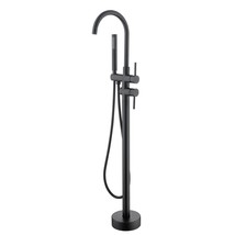 Mount Bathtub Faucet Freestanding Tub Filler Matte Black Standing High Flow Show - £338.63 GBP