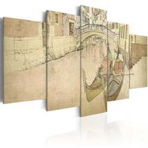 Tiptophomedecor Stretched Canvas Vintage Art - Venice And Gondola - Stretched &amp;  - £79.63 GBP+