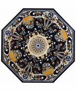 Patio Dining Table Top Inlaid with Antique Design Octagon Shape Black Ma... - $2,910.00+