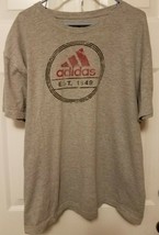 Vintage ADIDAS 3 Stripe Logo Gray T-Shirt 90’s Men’s Size 2XL Since 1949 Logo - £9.12 GBP