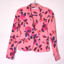 CAbi Women’s 0 Pink Rose Garden Floral Print Two Button Blazer Jacket 804 - £18.53 GBP