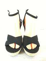 Madden Girl Black Ankle Strap Sandal Wedge Heels Shoes Womens 7.5 M (SW1... - £18.92 GBP