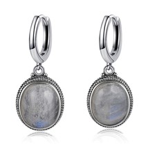 925 Sterling Silver Earring Oval Natural Labradorite Hoop Earrings for Women Ret - £16.84 GBP