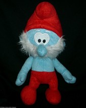 14" Big 2010 Papa Smurf Stuffed Animal Plush Toy Doll Nanco Blue Red Dad Soft - £13.44 GBP