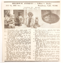 1967 Hillhouse Antiques Lillian Burke Advertisement Pasadena California ... - $19.99