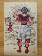 Rare 1908 Pincushion WOMAN AT BEACH Fabric Bathing Suit Sachet RISQUE Po... - $13.05