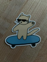 Coolie Cat on the skateboard for stationery &amp; more | Laptop &amp; Hydro Sticker  - £2.34 GBP