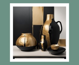 Black and Gold Ceramics Art Poster 23 x 23 in / 59 x 59 cms - $38.95