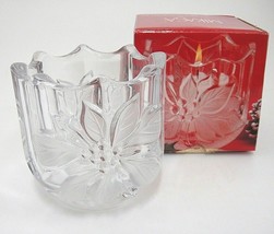 Mikasa Clear Glass Poinsettia Votive Candle Holder Embossed Flower Christmas - £7.15 GBP