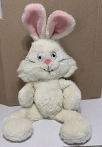 Eden Toys VTG Plush White Bunny Pink Hard Nose Stuffed Animal 17&quot; - £33.54 GBP