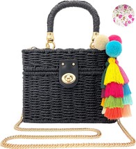Handwoven Rattan Bag with tassel Ornaments - £40.43 GBP
