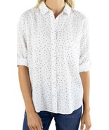 JACHS Girlfriend NY ~ White w/Polka Dot Print ~ Button Up Blouse ~ Size XL  - $356.00 MXN