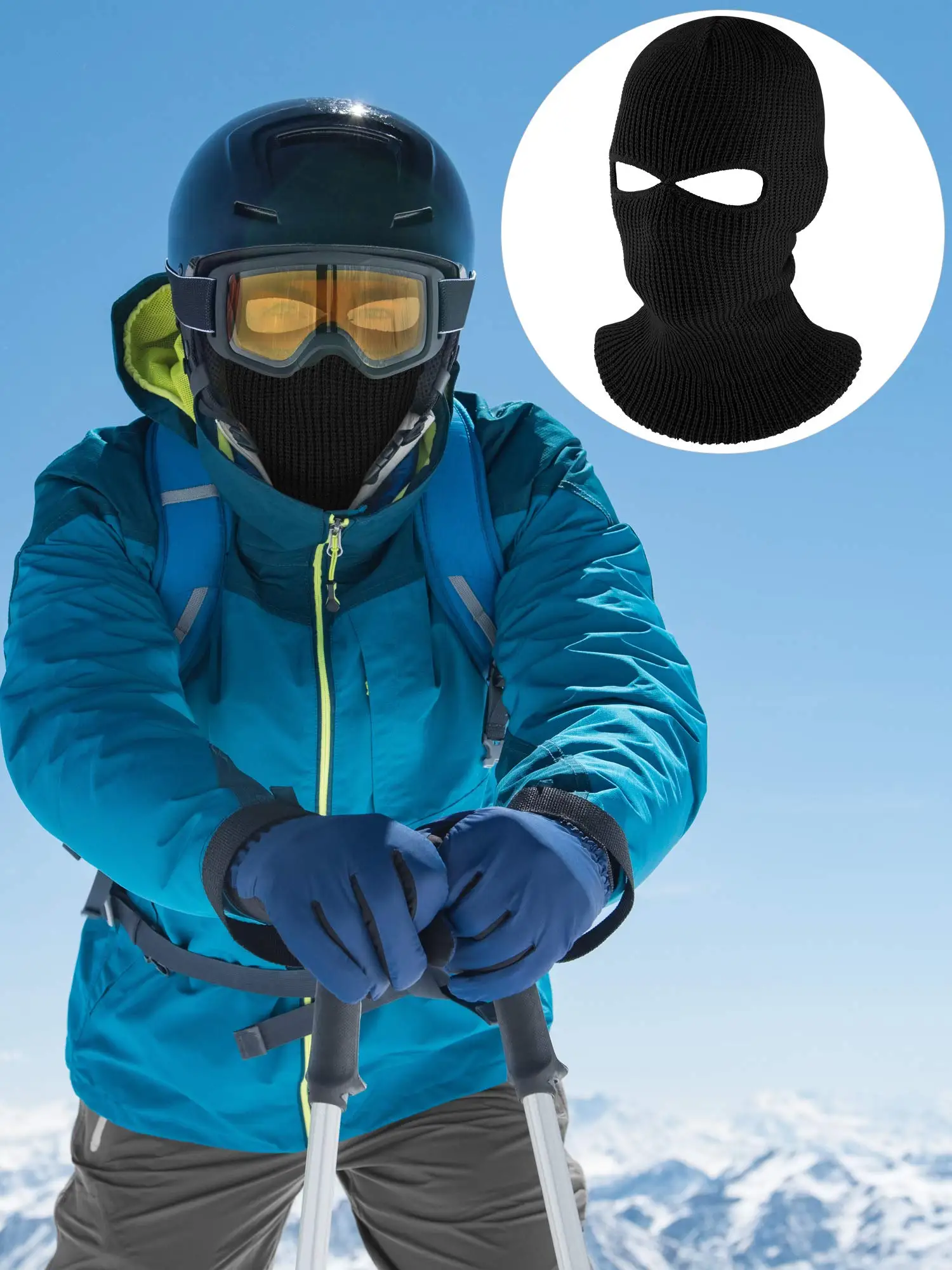 Sporting 2-Hole Knitted Full Face Cover Cap Ski Ak Gaiter Winter Balaclava Warm  - £23.90 GBP