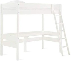 Harlan Wood Loft Bed With Guard Rail And Ladder By Dorel Living, Twin (White). - £401.58 GBP