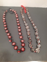 Kukui Tree Nut Lei LOT 2 Traditional Black &amp; White Tiger + RED Hibiscus ... - £13.94 GBP