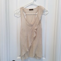 LOVELY DAY Beige LINEN Crepe BLOUSE Dressy Top - £11.78 GBP