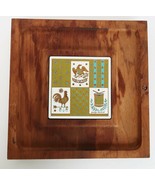 Vintage Georges Briard wood cheese tray w/ enamel over metal tile trivet... - $29.99