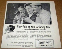 1957 Print Ad Bronson Spin-King Fishing Reels Happy Family Bronson,MI - £7.89 GBP