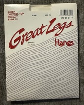 NEW Vintage Hanes Great Legs Sheer Control Top Pantyhose Size CD Pearl USA - $9.28
