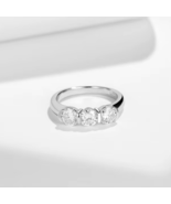 18K Solid 925 Sterling Sliver 1.5CT Full Moissanite 3-Stone Luxury Ring ... - $159.99