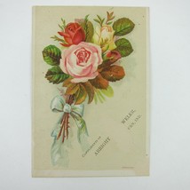 Victorian Trade Card Arbright the Jeweler Auburn Indiana Roses Red Pink Flowers - £6.28 GBP