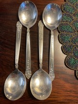 Lot Of 4 King Edward - National Moss Rose Round Bowl Soup Spoon NO Monogram - £12.69 GBP