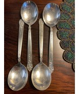 Lot Of 4 King Edward - National Moss Rose Round Bowl Soup Spoon NO Monogram - £12.41 GBP