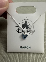 Disney Parks Mickey Mouse Aquamarine March Faux Birthstone Necklace Silver Color image 5