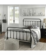 Queen Size Bed Vintage Antique Metal Headboard Footboard Frame Black New - $8,466.60 MXN