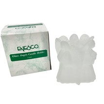 Enesco Glass Angels Candle Holder Frosted Votive 3 sided 4 x 4 x 4 in Box - £7.11 GBP