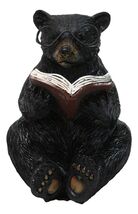 Rustic Forest Western Bookworm Black Bear with Glasses Reading Book Figu... - €21,26 EUR