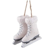 Gallarie II Pair Wooden Figure Skates Ornament with Jute Hanger NWT - £9.26 GBP