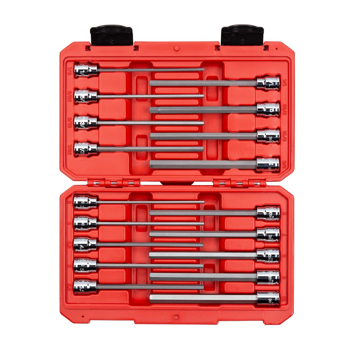 TEKTON 3/8 Inch Drive Long Hex Bit Socket Set, 18-Piece (1/8-3/8 in., 3-10 mm) |