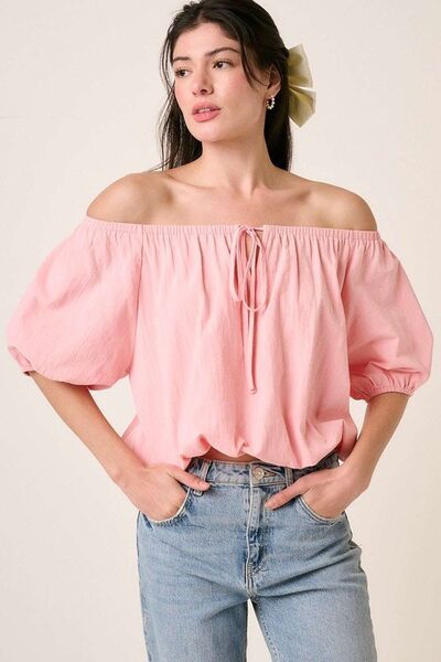 Mittoshop Linen Two-Way Short Sleeve Crop Blouse Item image 3