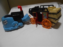 2 Fisher Price Vtg Great Adventures Cannonball Stage Coach & Mighty Mouth Whale - $34.64