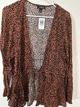 Torrid Brown Cheetah Long Sleeve Tie Front Kimono Size Large (0) - £34.80 GBP