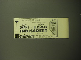 1958 Indiscreet Movie Ad - An impishly Gay and enchanting film! Cary Grant  - £14.50 GBP