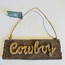 Christmas Ornament Cowboy Sign Seasons Of Cannon Falls Resin Rope Look - £15.03 GBP