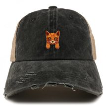 Trendy Apparel Shop Orange Bengal Cat Kitten Patch Frayed Bill Trucker Mesh Back - £16.02 GBP