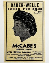 1945 WW2 German-USA Advertisement McCabe&#39;s Beauty Shops Yonkers NYC C94C - $374.24 MXN